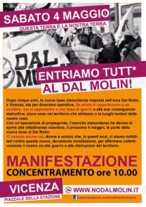 Vicenza - Sabato 4 maggio 2013: porte aperte al Dal Molin. Andiamoci tutte e tutti! Appuntamento ore 10.00 stazione FFSS