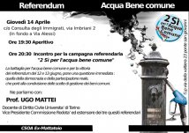 Perugia - Acqua bene comune: incontro con Ugo Mattei