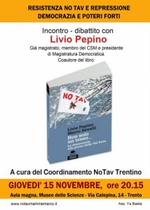 Trento - Resistenza No Tav e repressione, dibattito con Livio Pepino