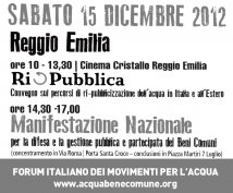 Reggio Emilia - Programma Manifestazione Nazionale per l'acqua pubblica e i beni comuni