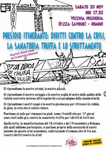 Rimini - Presidio itinerante: Diritti contro la crisi, la sanatoria truffa e lo sfruttamento