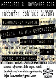 Laboratorio Morion presenta: "Venezia la mia generazione" di Giannandrea Mencini