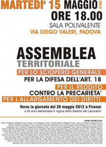 Padova - Assemblea territoriale in difesa dell'art 18 e contro la precarietà