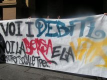 Bologna - Cariche davanti a Banca d'Italia