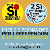 Roma 25 maggio - Al Presidio a Montecitorio per dire "Vergogna, non ci ruberete i referendum"