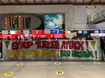 Venezia - Iniziativa all'aeroporto Marco Polo contro la Turkish Airlines in solidarietà al Rojava