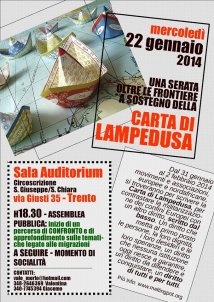 Trento - 22.01.2014 Una serata oltre le frontiere verso la Carta di Lampedusa