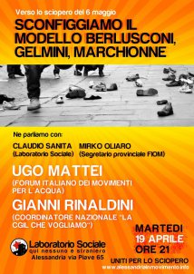 Alessandria - Verso lo sciopero del 6 Maggio. Sconfiggiamo il modello Berlusconi, Gelmini, Marchionne