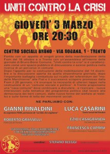 Trento - Uniti contro la crisi, dibattito con Gianni Rinaldini e Luca Casarini