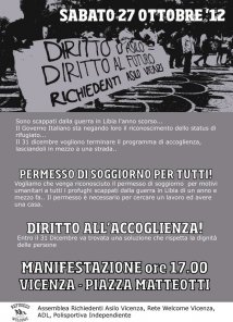 Vicenza- 27 ottobre, manifestazione; permesso di soggiorno per tutti